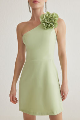 TRENDYOLMILLA Mint A-Kesim Gul Detayl? Dokuma S?k K?sa Elbise TPRSS25EL00126  фото 8