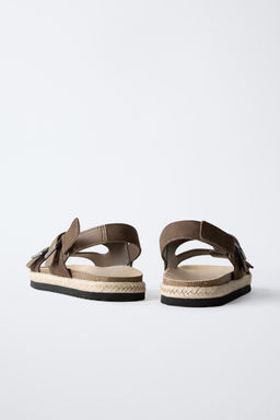 LEATHER SANDALS WITH JUTE BUCKLES - Zara фото 5