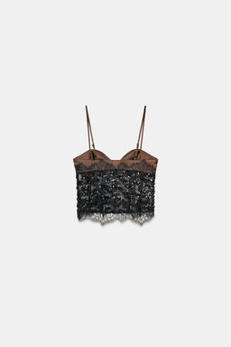 COMBINED SEQUIN CORSETRY-INSPIRED TOP - Zara фото 6