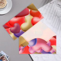 Цена за 10 шт. Конверт для денег Универсальный глиттер, сердечки, 8,5х17 см