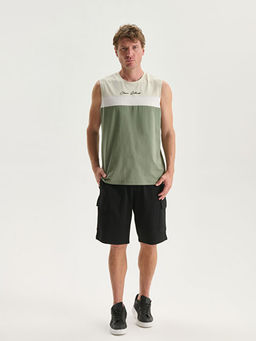 Bisiklet Yaka Renk Bloklu Erkek Kolsuz Ti??rt