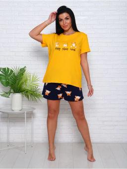 Пижама Корги синий (шорты) (кулирка) - Каприз фото 7