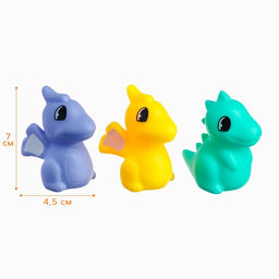 Резиновые игрушки для ванны Крошка Я «Динозаврики», с пищалкой, в наборе 3 шт, МИКС