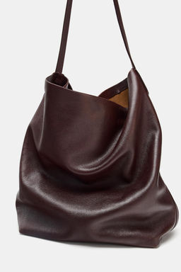 DOUBLE COMPARTMENT LEATHER BUCKET BAG - Zara фото 11