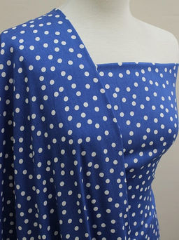 Штапель Россыпь белого гороха (7мм) цв.джинсово-синий, ш.1.45м, вискоза-100%, 90гр/м.кв - Купава фото 2