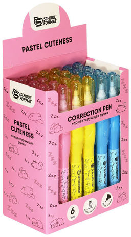 Цена за 5 шт.Корректирующая ручка Schoolformat 6 мл, металлический наконечник, ассорти