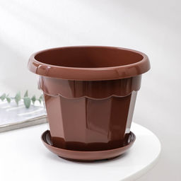 Горшок для цветов с поддоном «Доляна. Эрика», 1.8 л, пластиковый, коричневый
