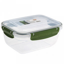Контейнер для продуктов пластмассовый Мастер 1,4л, прямоугольный, с клипсами, воздухонепроницаемый (герметичный), съемный силиконовый уплотнитель, подходит для СВЧ, цвета микс (Россия)