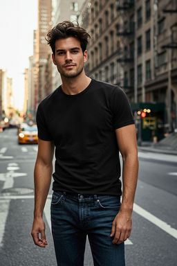 TRENDYOL MAN Siyah Basic %100 Pamuklu Regular/Normal Kesim Bisiklet Yaka T-Shirt TMNSS21TS0808