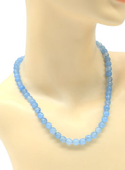 Бусы из камня кальцит граненые 8мм цв.аквамарин, 48см