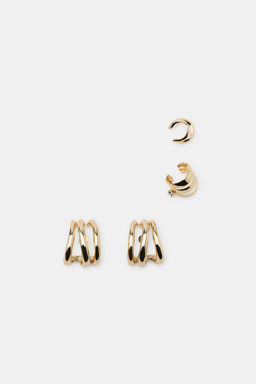 PACK PENDIENTES TRIPLE ARO EARCUFF / Dorado - Zara фото 3
