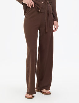 Kahverengi Loose Fit Triko Pantolon
