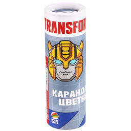 Карандаши цветные в тубусе МИНИ, 12 цветов, Transformers