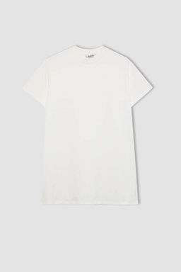 Футболка-туника из 100% хлопка с короткими рукавами и круглым вырезом стандартного кроя - Defacto фото 7