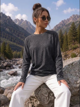 Лонгслив с эффектом варенка (хлопок 95%, лайкра 5%) - Binita фото 15