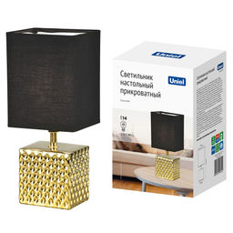 UML-B306 E14 GOLD/BLACK Светильник настольный декоративный под лампу Е14, 40W. Механический выключатель. Золотой/Черный. ТМ Uniel - Volpe фото 9