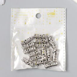 Цена за 15 шт. Бусина для творчества металл «Дуга с цветочками» серебро, 0.8×2 см