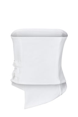 Beyaz Straplez Fitted Kemer Toka Detayl? Dokuma Bluz TWOSS24BZ00349