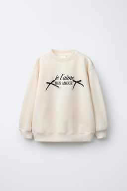 SLOGAN AND BOW PRINT SWEATSHIRT