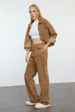 Kahverengi Yuksek Bel Wide Leg Jeans TWOAW25JE00214