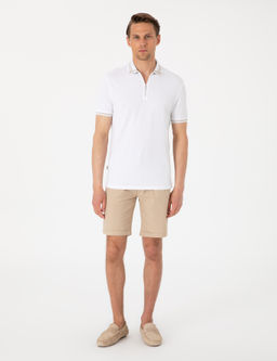 Bej Slim Fit Beli Lastikli Ba_c_kl_ Dokuma _ort