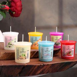 Набор свечей ароматических «Вишня, Фрукты, Земляника, Ваниль, Свежесть, Хлопок», 6 шт.
