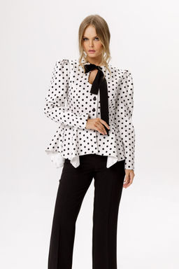 Жакет Pirs 6648 горохи на белом фоне