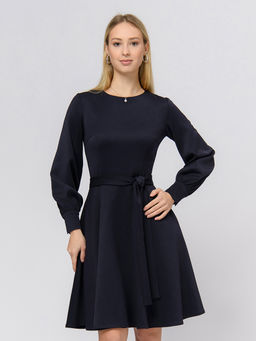 Платье синего цвета длины мини с объемными рукавами - 1001dress фото 2