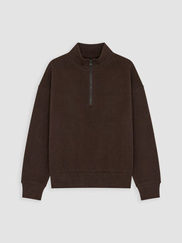 Fermuarl? Dik Yaka K?z ?ocuk Sweatshirt
