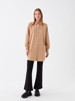 D?z Uzun Kollu Oversize Kad?n G?mlek Tunik