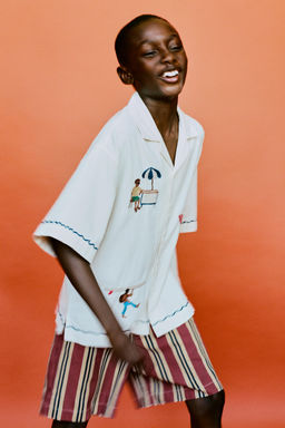 CAMISA BOWLING BORDADOS CON LINO / Crudo - Zara фото 5