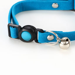 Ошейник кошачий мягкий с бубенчиком, 30 х 1 см, текстиль, голубой - Пижон фото 3