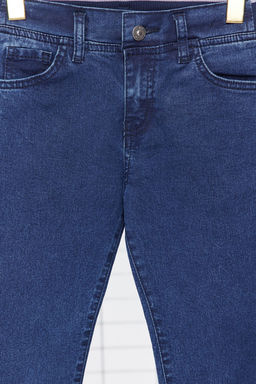 Koyu Mavi K?z Cocuk Esnek Straight Lastikli Denim Pantolon Jean TKDSS24PL00013 - Trendyolmilla фото 7