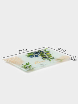 Блюдо сервировочное Доляна «Олива», 27×17×1.7 см, стекло, рисунок
