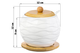 Сахарница Elan Gallery Айсберг волны 620 мл 12×12×12 см с ложкой и крышкой на подставке  фото 12