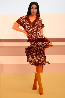 Туника женская из вискозы из вискозы Олеся серый леопард