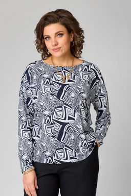 Джемпер Bliss 8169 синий, белый (принт лабиринт)