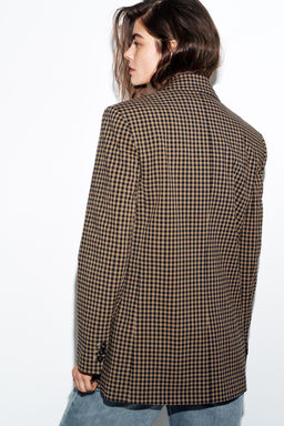 BLAZER OVERSIZE CUADRO VICHY / Beige-marro - Zara фото 6