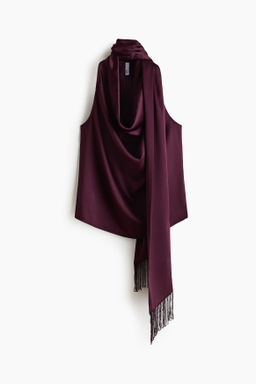 Top de sat?n con fular decorativo