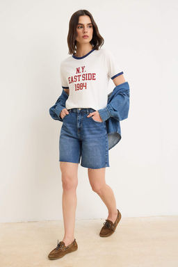 Kahverengi Slogan Regular Bisiklet Yaka Reglan Kol K?sa Tok %100 Pamuk Orme T-Shirt TWOSS26TS00205 - Trendyolmilla фото 6