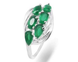 Кольцо из серебра зеленый агат, Трина