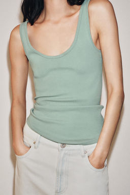 CAMISETA TIRANTES ALGOD?N / Verde / Azul - Zara фото 2