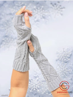 Женские вязаные перчатки без пальцев - Bruno фото 4