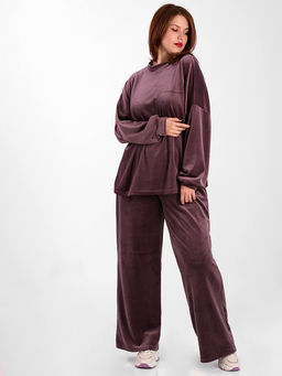 Стильный костюм из велюра оверсайз - Almond фото 2