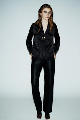 JACQUARD FLORAL BROOCH SHIRT - Zara фото 6