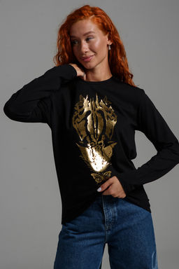 8544 Футболка с длинным рукавом женская (фольга)