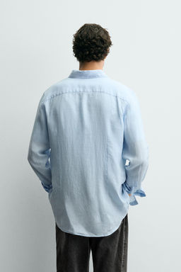 CAMISA REGULAR FIT 100% LINO / Celeste - Zara фото 3