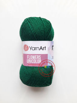 Фловерс однотонный (Flowers Unikolor) пряжа YarnArt 55%хлопок 45%акрил 5х50гр/200м Цвет:758 темно-зеленый