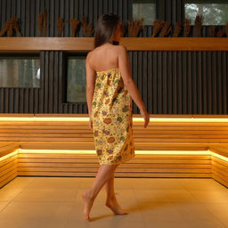 Полотенце для бани «С легким паром» жен. парео,80×150 см, хл., ваф. полотно