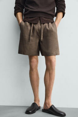 BERMUDA RELAXED FIT 100% LINO / Marr?n / Topo - Zara фото 6
